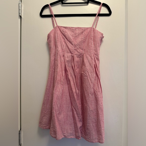 Bird & Knoll Bebe square-neck pleated cotton mini dress size small - Picture 4 of 4